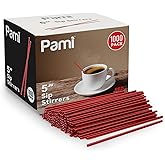 PAMI Disposable 5in Plastic Sip Stirrers/Straws, Value Pack of 1000 Stirring Sticks for Hot & Cold Drinks, Cocktail & Coffee Bar Stir Straws (Red One Size)
