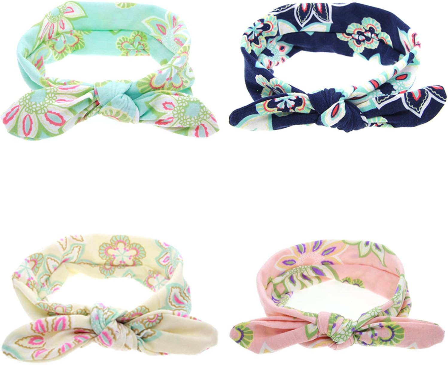 Baby And Toddler Turban Headband Cute Bunny Ear Hair Band Assorted-Color Headdress Pack Of 4