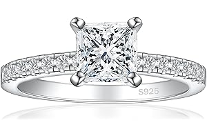 JALOKIVI 1.2CT 925 Sterling Silver Engagement Rings for Women Princess Cut Solitaire Cubic Zirconia Wedding Promise Rings for Her Size 4-12.5