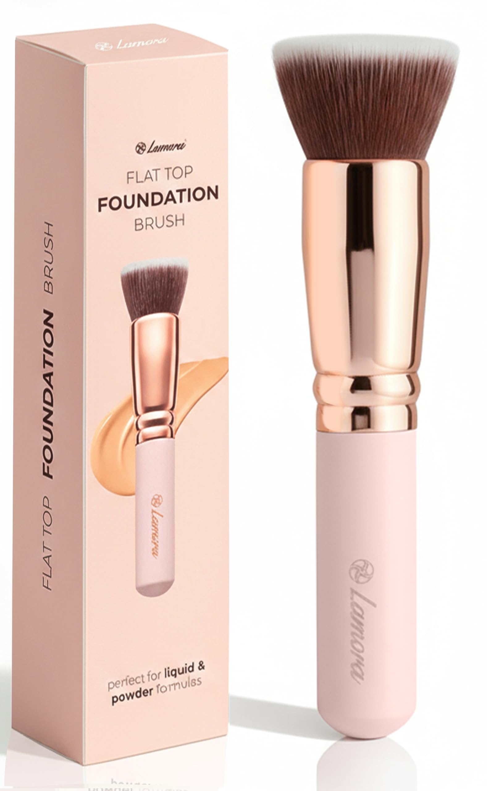 Make Up Brush Foundation Kabuki Flat Top - Perfect For Blending Liquid, Cream or Flawless Powder Cosmetics - Buffing, Stippling, Concealer - Premium Quality Synthetic Dense Bristles!