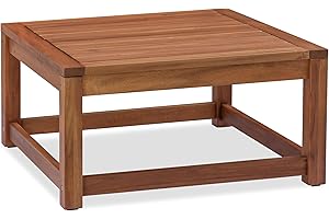 VICTORY RELAX Acacia Wood Low Patio Table - Compact Square Design - Versatile Outdoor Small Table for Coffee, Books, Decor & More on Balcony, Garden, Deck, Indoor/Outdoor Use (23x23x11.6)
