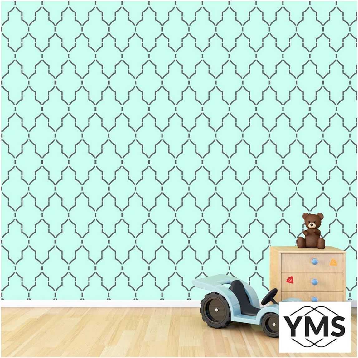 YMS Fancy Allover Reusable DIY Wall Stencils for Home Wall Decor (PVC, 16-inch X 24-inch)