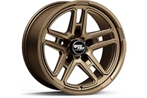 RockTrix RT108 17 inch Wheel Compatible with Jeep Wrangler JK JL 17x9 5x5 Wheels (-12mm Offset, 4.5in Backspace) 5x5 PCD, 71.5mm Bore, Bronze Wheels, Also fits Gladiator JT Rims