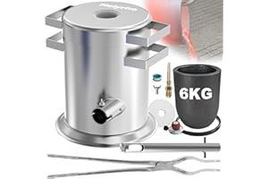 Nelyrho 6KG Smelting Furnace Kit - Full Stainless Steel Foundry with Crucible and Tongs- Ideal for Smelting Gold, Silver, Copper, and Aluminum - Metal Recycling Casting Tool