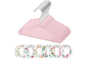 MINNE BABY Minnebaby Velvet Baby Hangers, Baby's Closet Clothes Hangers with 6 Pcs Clothing Size Dividers, Non-Slip Closet Baby Clothes Hanger for Infant Toddler Girls & Boys, Pack of 30, Pink
