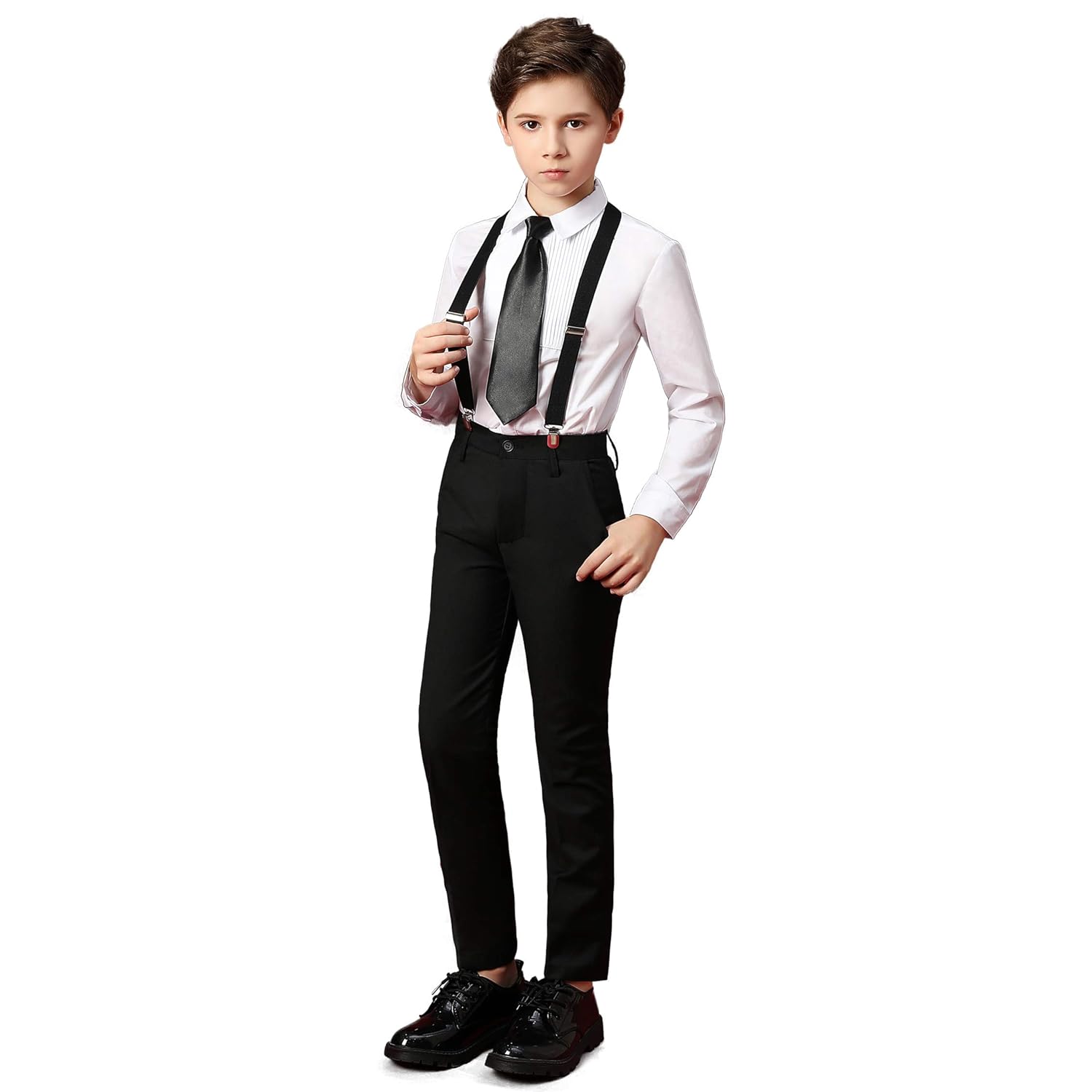 Kids Suits for Boy Suspender Pants Set Toddler Boy Ring Bearer Outfit