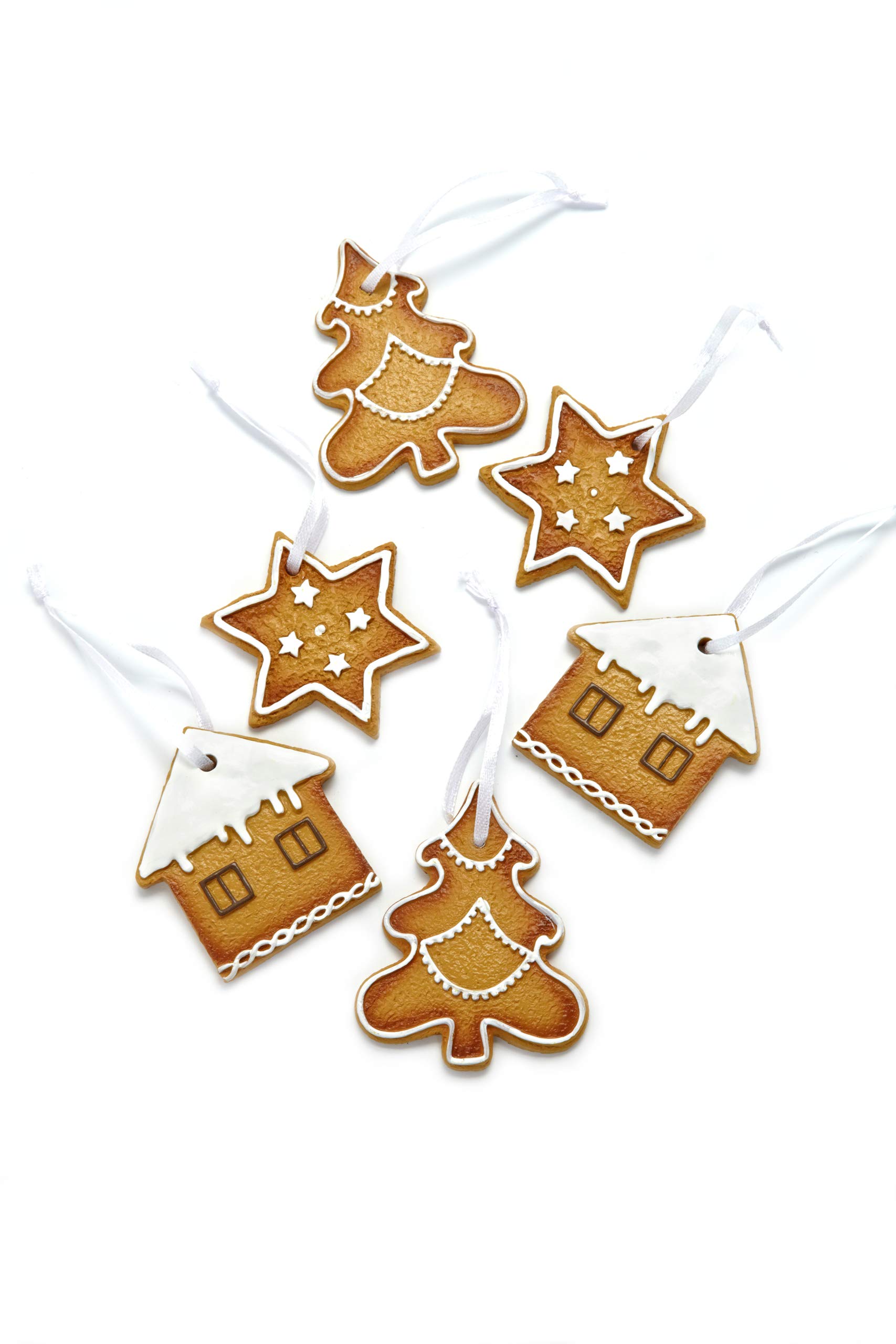 HEITMANN DECO Christmas Tree Decorations Gingerbread with Icing - Various Designs Christmas Decoration - 12 Pieces