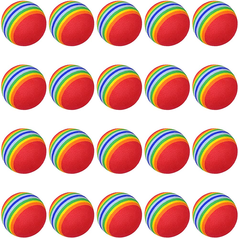 CENPEK 20Pcs Foam Golf Practice Balls - Sponge Golf Training Ball Rainbow Sponge Ball Soft for Indoor or Outdoor Training