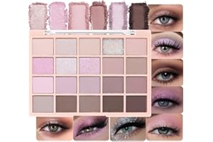 20Colors Nude Light Pink Purple Basics Matte Eyeshadow Palette,Eye Shadow Travel Makeup Palette all in one Long Lasting Water