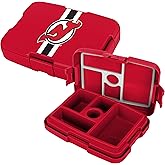 FOCO NHL Unisex-Adult Officially Licensed Team Color Stripe Primary Logo Hockey Leak Proof 5 Compartment Bento Lunch Box - New Jersey Devils
