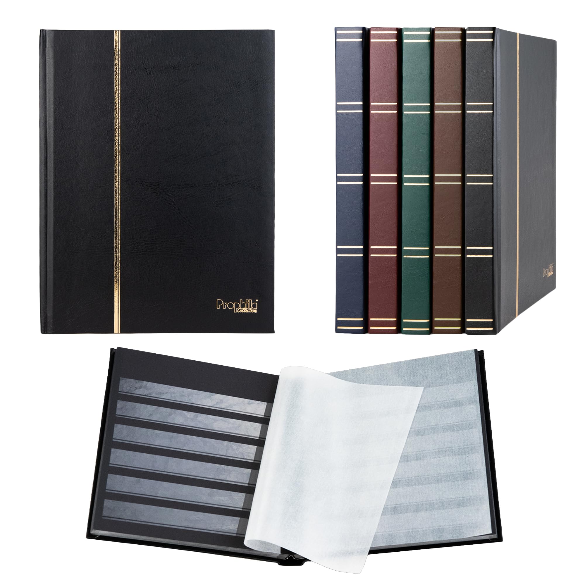 Prophila stamp album (small), 32 black sides, padded black cover