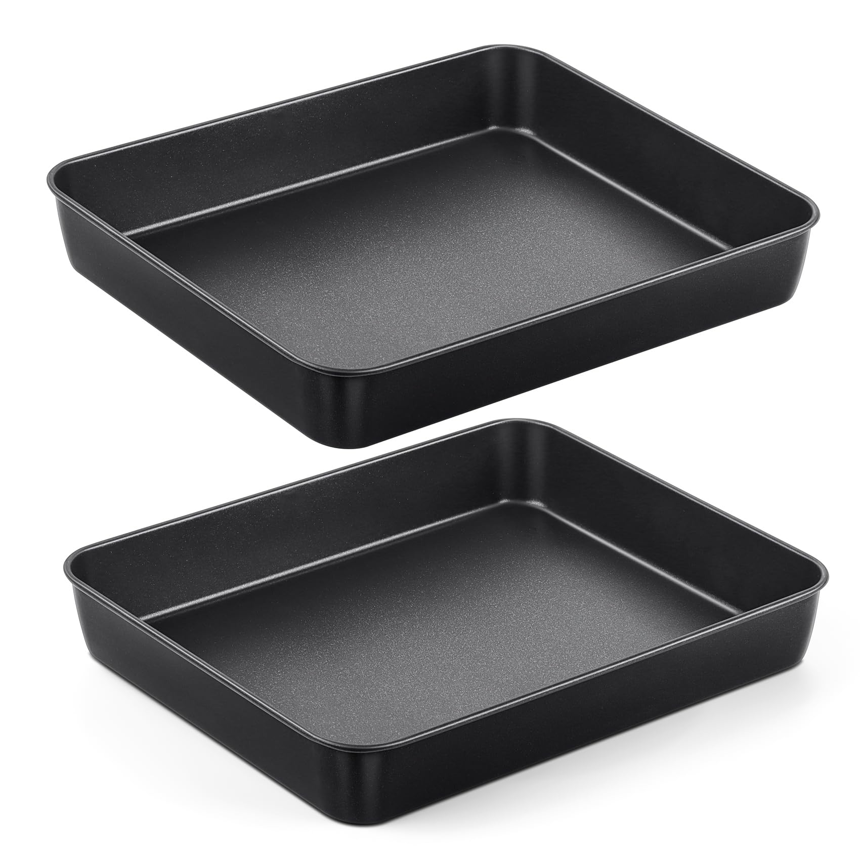 Homikit Nonstick Baking Tray Set of 2, Stainless Steel Deep Cake Tins for Traybake, Brownies, Lasagna, Rectangular 31.5 x 24.8 x 5cm Oven Roasting Pan, Healthy & Sturdy, Easy Clean, Black