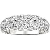 Wuziwen Vintage Anniversary Rings for Women Eternity Wedding Bands for Her Cubic Zirconia 925 Sterling Silver