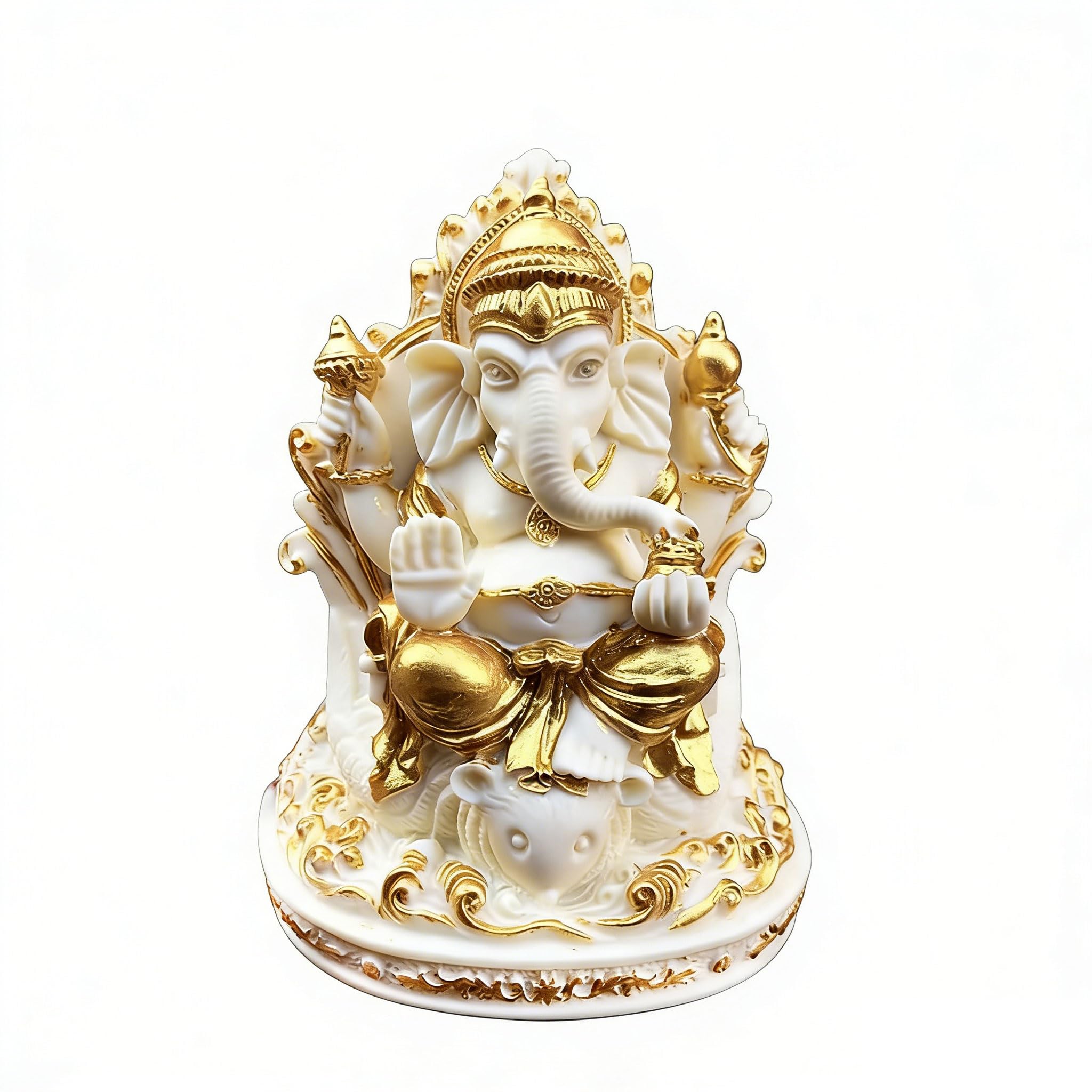 DFJLWKE Gold Lord Ganesha Statues-Hindu Elephant God Statue Bodhi Fruit Sculpture Indian Ganesh Buddha Figurine Handmade Gift Decoration for Home,Garden,Car