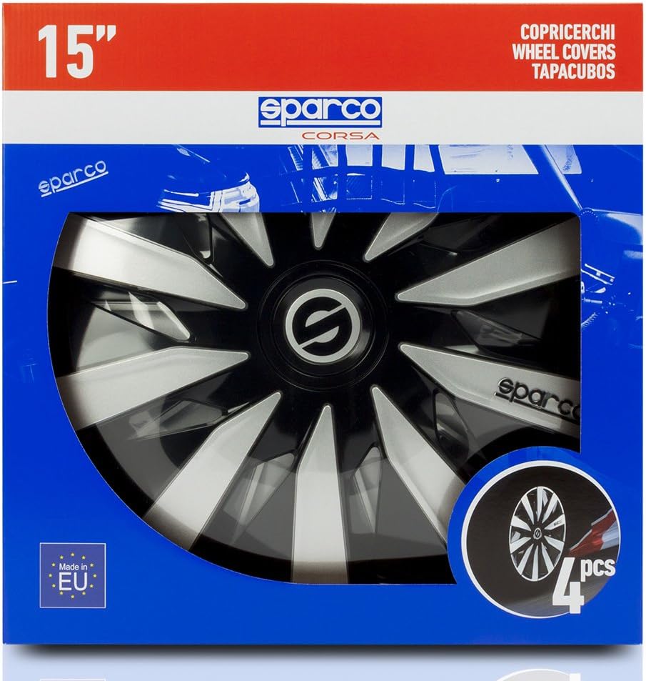 Sparco SPC1591BKSV Wheel covers Lazio 15-inch, Black/Silver, 15 inches - Image 3