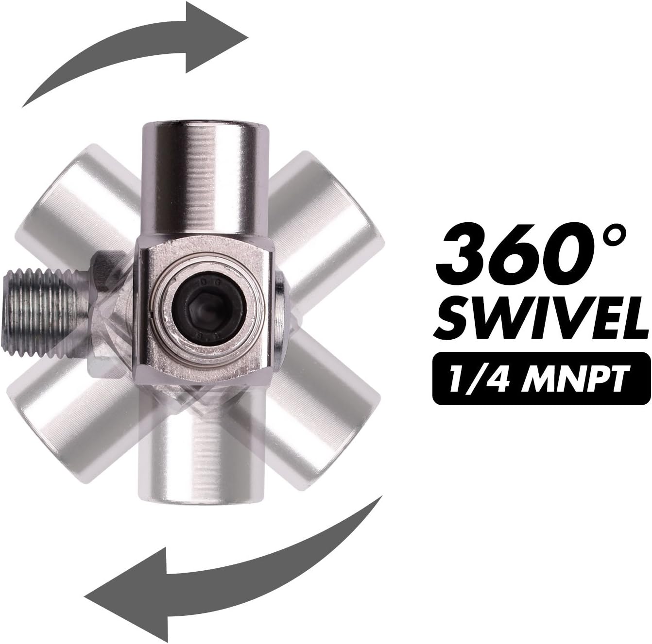 WYNNsky 1/4" NPT 360 Degree Swivel Air Hose Connector, 1/4 Inch Industrial Swivel Air Fittings - - 