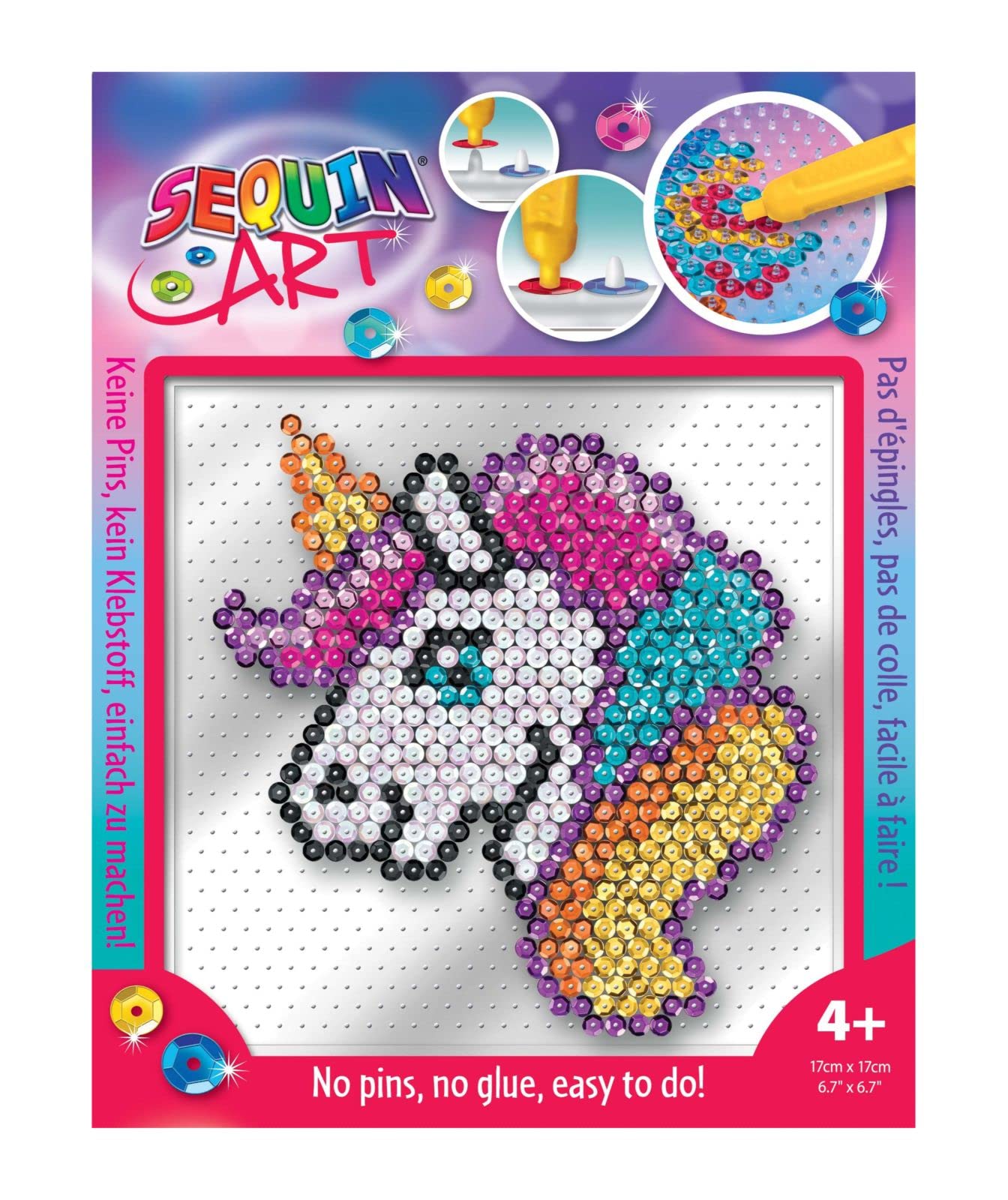 Sequin Art 1830 Unicorn Craft Project for Kids from the Pin- range 17 x 17cm