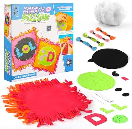 Amazon Com Diy Knot And Sew A Pillow Craft Kit For Kids Make