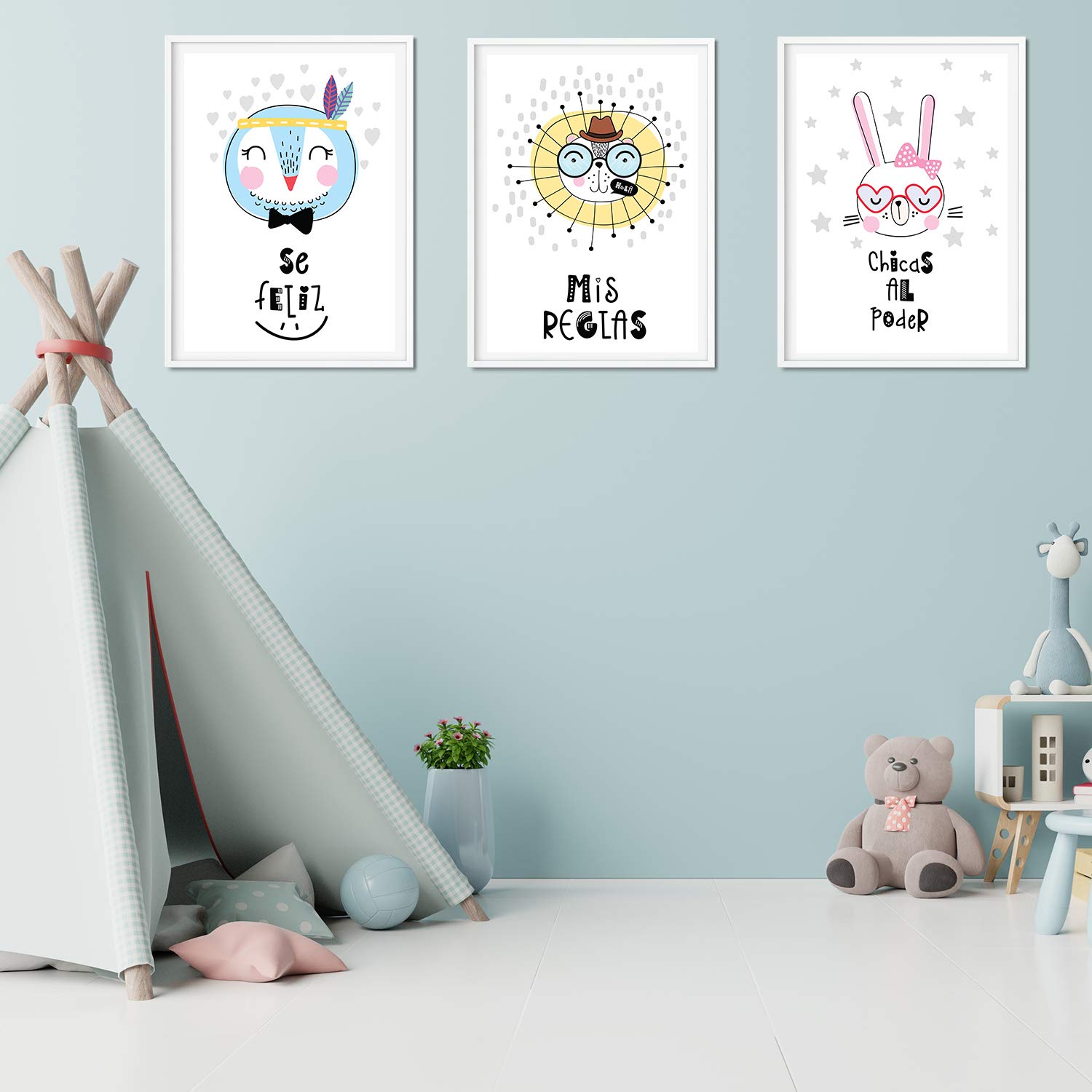 Nacnic Set of 3 posters for children and children's room Scandinavian style frameless size A4Mis Rules