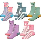 Hzcojulo Kids Toddler Big Little Girls Fashion Cotton Crew Cute Socks -5 Pairs