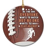 Football Ornaments for Christmas Tree 2025 - American Football Ornament for Boys, Players, Team, Coach, Sports Lover Gifts for Men - Double-Sided Ceramic Hanging Christmas Decorations