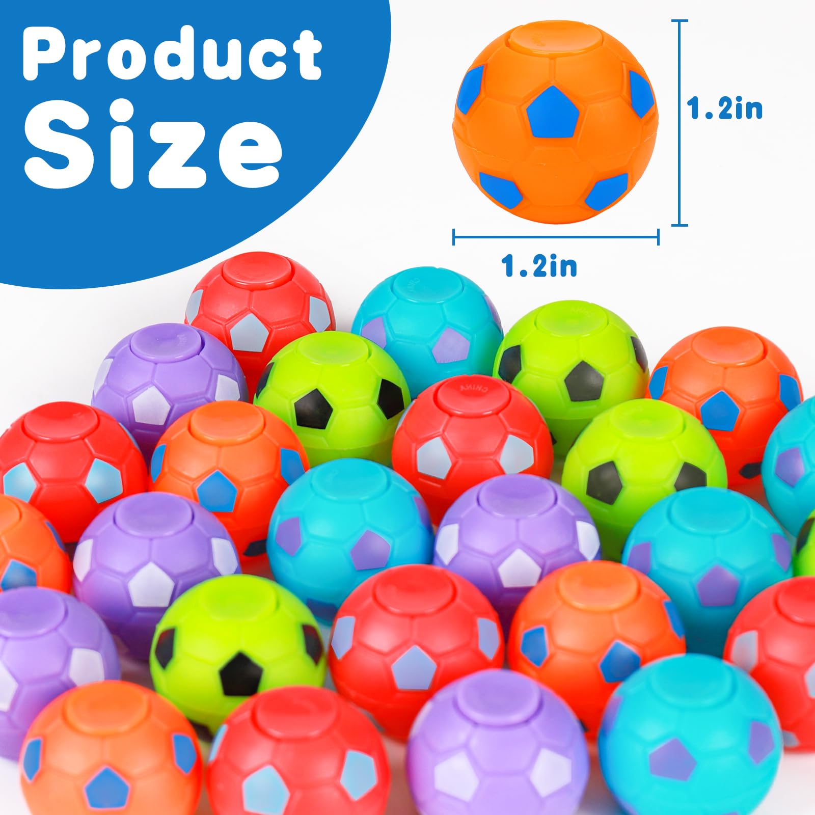 32PCS Fidget Spinner Soccer Balls Sports Birthday Party Favors Bulk for Kids 4-8 8-12 Goodie Treat Bag Stuffers Classroom Treasure Box Toys Carnival Prizes Pinata Fillers Mini Return Gifts
