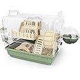 Cycodo 8 in 1 Acrylic Hamster Cage,Wooden Small Animal Cage with Accessories & Toys,2-Layer Small Pet House for Dwarf Hamsters,Mice,Gerbils(Green,14"*11"*10")