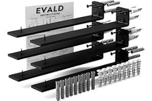 EVALD Floating Shelf Brackets | Hidden Black Carbon Steel Brackets for 10-inch Board (9 1/4" True Size) Kitchen, Nursery | Minimalist Design for Fireplace Mantel, Bookshelves, Bar Wall Shelves 6 Pack