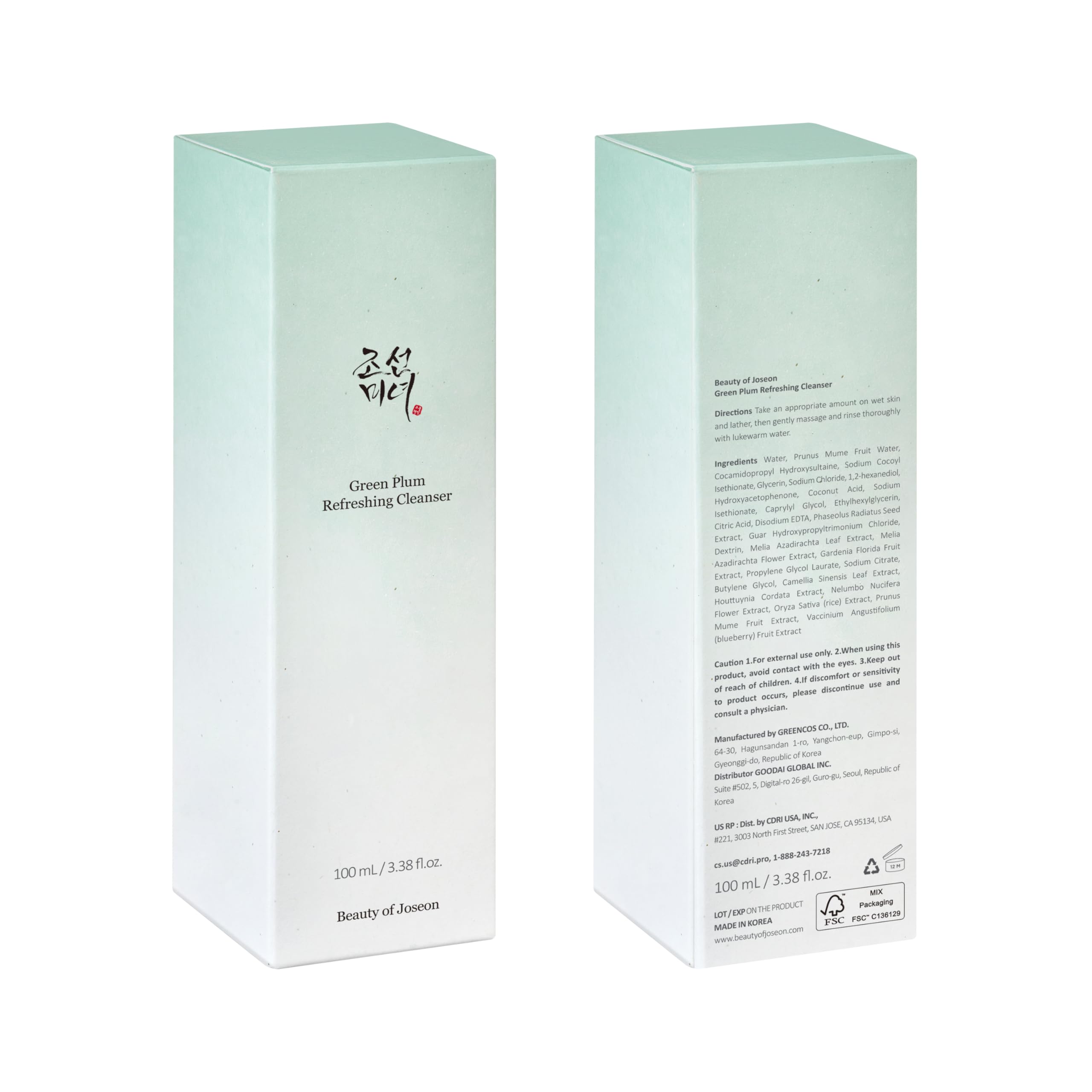 Beauty of Joseon Green Plum Refreshing Cleanser Gel Type Deep Pore Cleansing, Acne Face Wash, Blackhead Remover for All Skin Types, Korean Skincare 100ml, 3.38 fl.oz