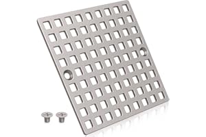YASEINGOO 4" Brushed Nickel Shower Drain Cover - Square Floor Drain Cover Replacement - Hair Catcher/Drain Strainer for Bathrooms, Showers, and Sinks - SUS304 Stainless Steel & CUPC Certified