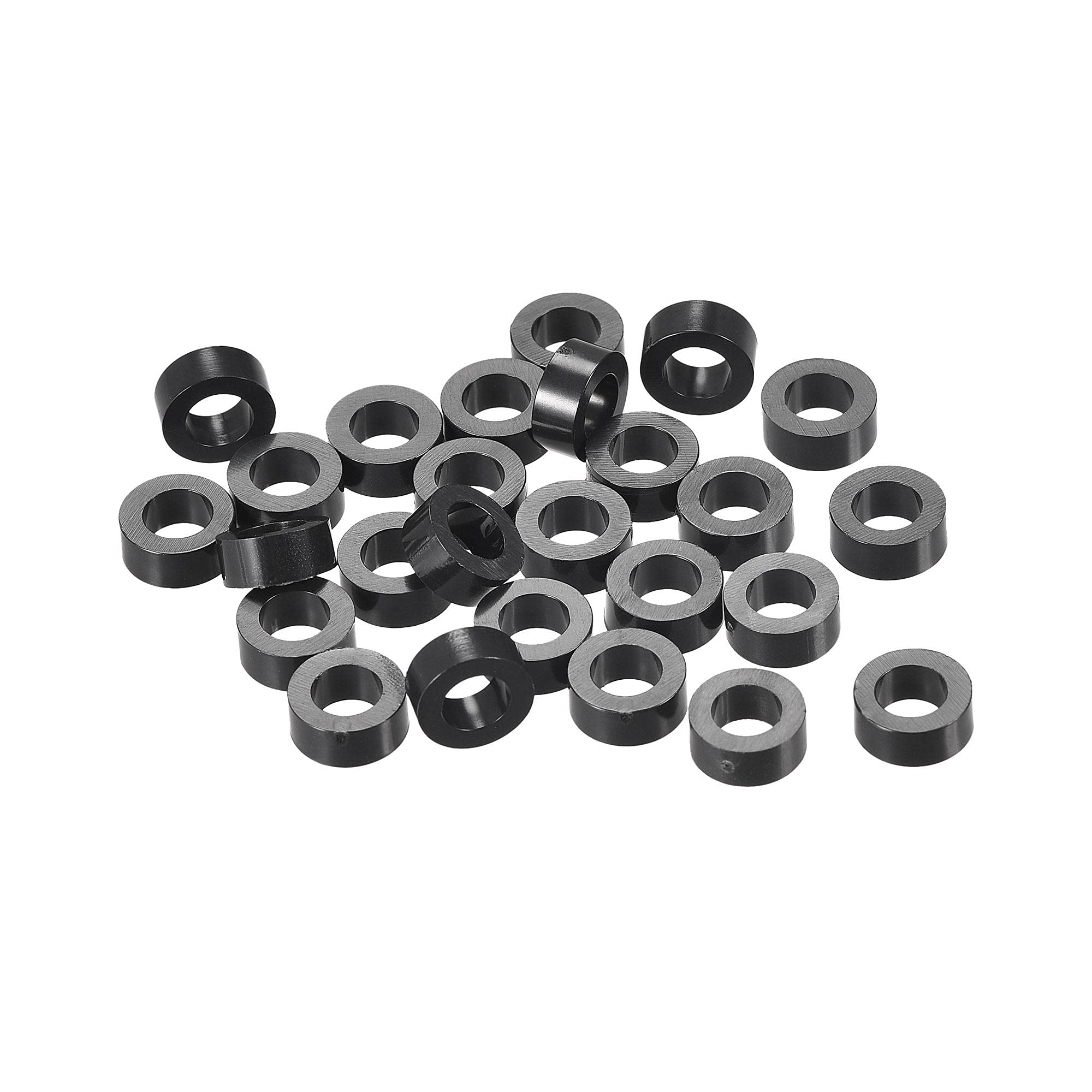 sourcing map ABS Round Spacer Washer ID 4.2mm OD 7mm L 3mm Plastic Standoff for 3D Printer TV Wall Mounting Electrical Outlet, Black, 300Pcs