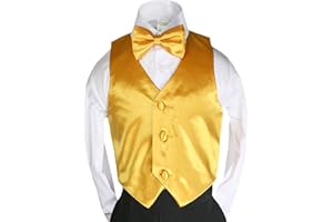 UNOTUX Classic Fashion Boy Suit Party Formal Wedding Colors Satin Vest & Bow tie 5-14