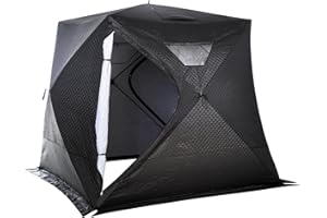 Outsunny 4-Person Insulated Ice Fishing Tent, Portable Ice Fishing Shelter with Ventilation Windows, Carry Bag, Two Doors and