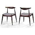 Christopher Knight Home Francie Fabric with Walnut Finish Dining Chairs, 2-Pcs Set, Light Grey / Walnut