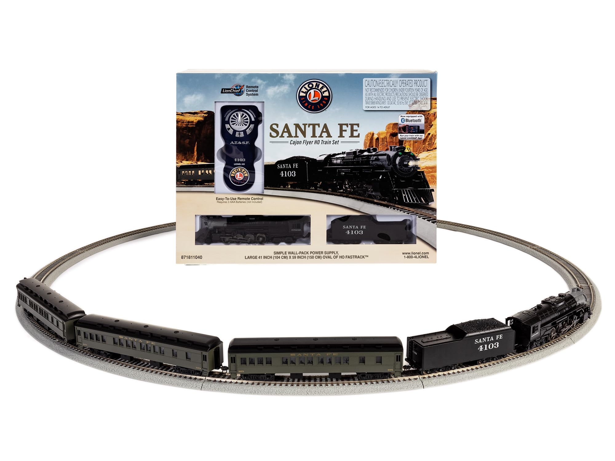 Lionel Santa Fe Cajon Flyer 2-8-4 Set with Bluetooth Capability, HO Gauge Model Train Set with Remote