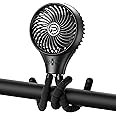 Auto Oscillating Stroller Fan, Battery Operated Fan, Portable Fan with Flexible Tripod, Ultra Quiet USB Desk Fan for Stroller