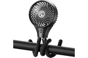 COMLIFE Auto Oscillating Stroller Fan, Battery Operated Fan, Portable Fan with Flexible Tripod, Ultra Quiet USB Desk Fan for Stroller/Car Seat/Treadmill/Camping/Hurricane/Outage, Black