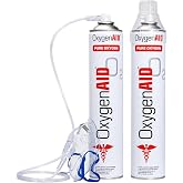Oxygen Aid Extra Tall 99.5% Oxygen Canisters, 2 Pack | Includes Facemask &amp; Rebreather Mask with Tubing