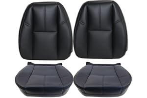 GXARTS Driver and Passenger Side Bottom and Top Lean Back Replacement Leather Seat Cover Black fit for Chevy Avalanche Tahoe Suburban Silverado GMC Sierra Yukon 2007 2008 2009 2010 2012 2013 2014