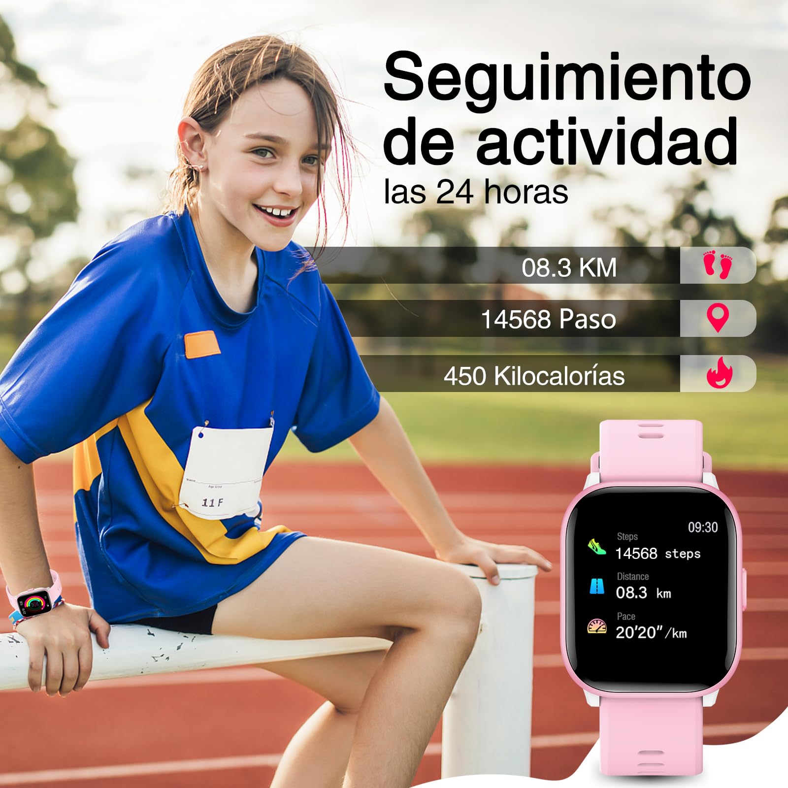meoonley Kids Watch for Girls Boys with IP68 Waterproof, Girls Watch with 19 Sports Modes, Sleep Tracking, Pedometer, Stopwatch, Kids Activity Tracker, Birthday Gifts for Girls Age 6-15 Years Old