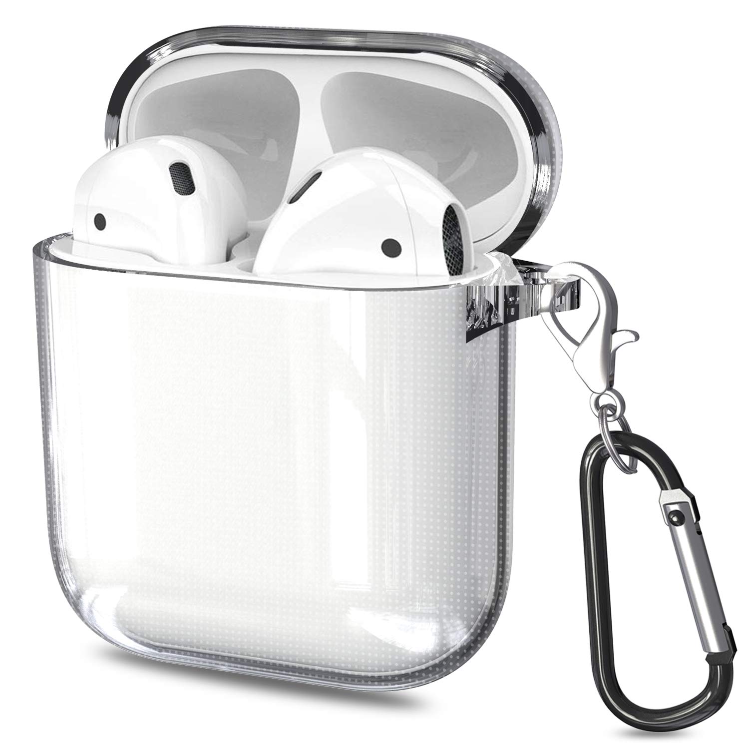 DONWELL for Airpods Case, Soft TPU Shockproof Crystal Clear Protective Case Cover Compatible with Apple AirPods 1st and 2nd Gen, with Hook, Front LED Visible & Supports Wireless Charging (Clear)