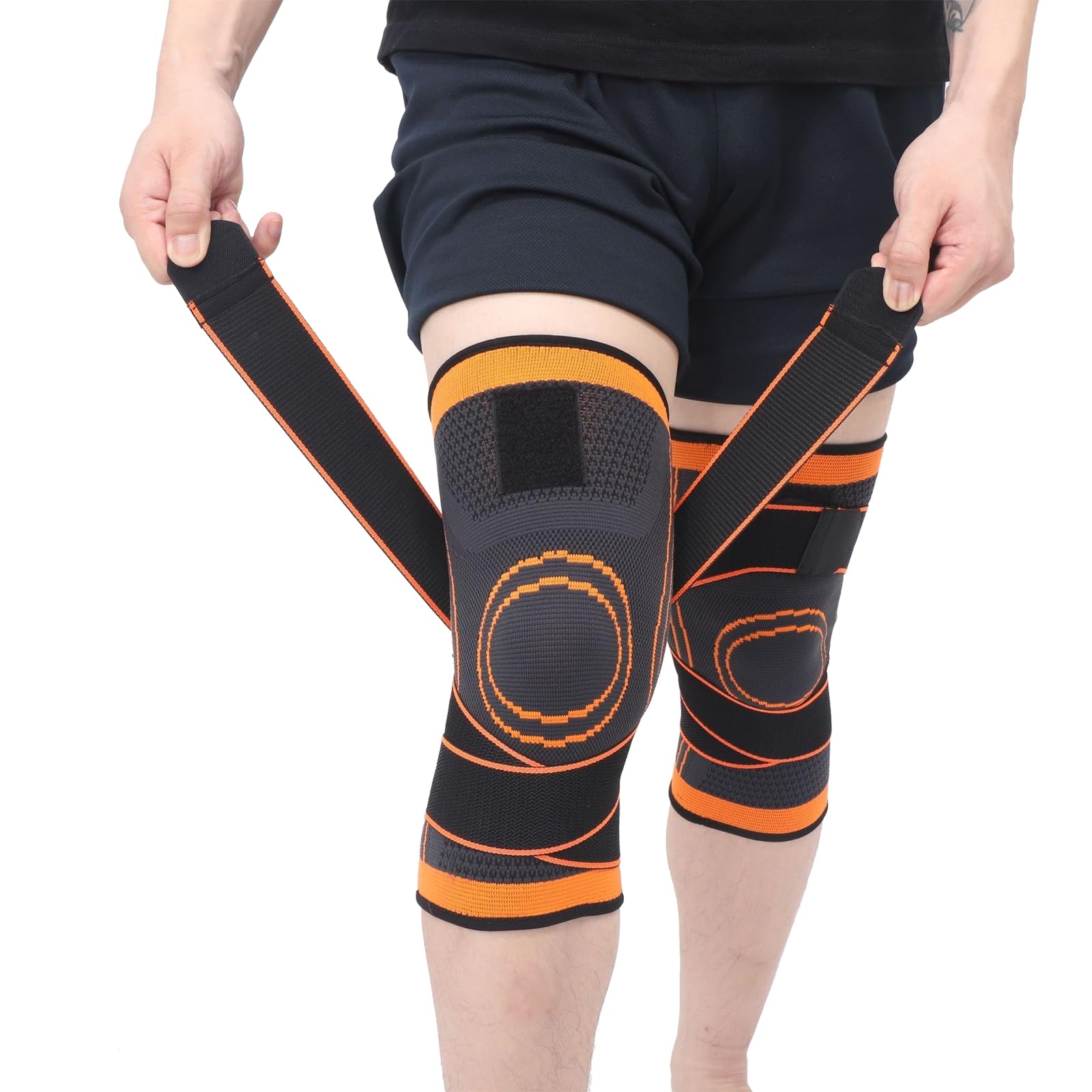 Photo 1 of 1 pack Knee Wraps for Pain Relief, Knee Wrap Knee Compression Sleeve Knee Sleeves for Men Women Compression Knee Brace, Knee Band for Knee Pain Relief, Knee Brace for Arthritis Pain and Support (Orange, Large)