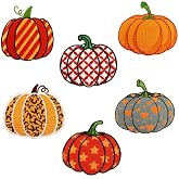 6 Pcs Thanksgiving Pumpkin Embroidery Iron on Patches Cute Cartoon Sew on Emblem Applique Small Clothes Repair Stickers for Party Jackets Hats Shirts Jeans Clothing Craft DIY Sewing Patch Decoration
