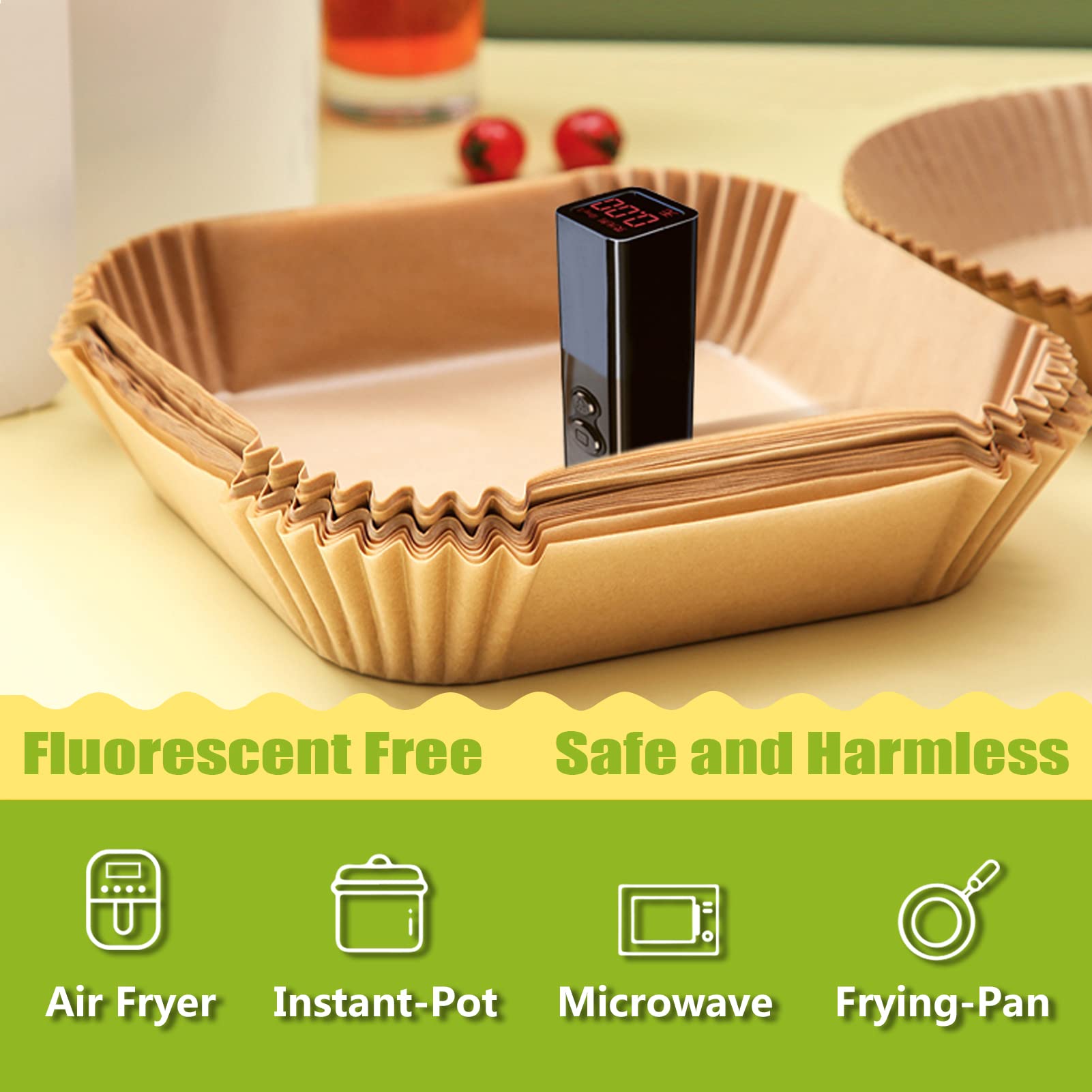 Air Fryer Disposable Paper Liners Square 10 Inch, 150PCS Large Air Fryer Parchment Paper Liners, Non-stick Baking Paper Oil Resistant, Waterproof for Baking Roasting Microwave