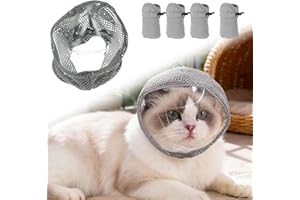 Cat Muzzle for Grooming, Adjustable Transparent Anti-Bite Cat Mask with 4 Anti-Scratch Gloves, Cats Helmet Anti Bite Muzzles 