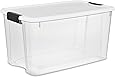 Sterilite 19889804 70 Quart/ 66 Liter Ultra Latch Box, White Lid & Clear Base w/ Latches, 4-Pack