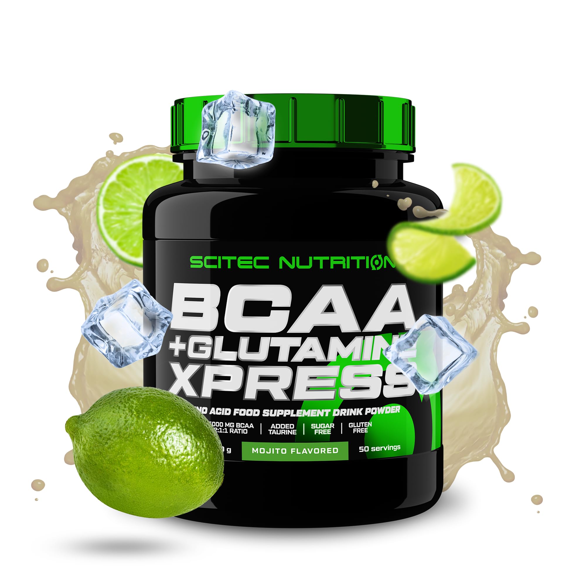 Scitec Nutrition BCAA + Glutamine Xpress – Essential Amino Acid Blend – with 5g 2:1:1 BCAAs – 5g Glutamine – Fortified with Taurine, 600 g, Mojito