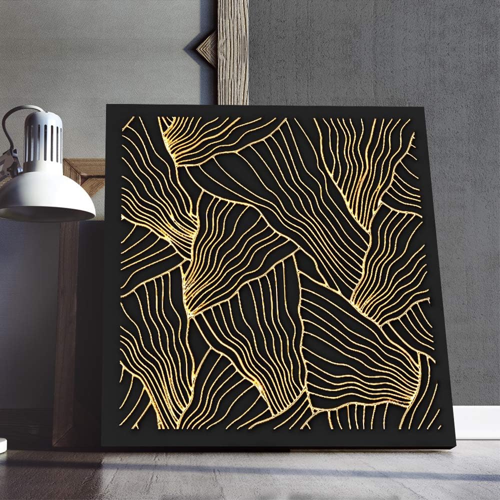 IDEA4WALL Canvas Wall Art Gold Abstract Painting Artwork for Home Prints Framed - 24x24 inches