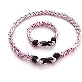 CEBUY 3 Rope Braided Tornado Titanium Sport Baseball Necklace 20" & Bracelet 8"