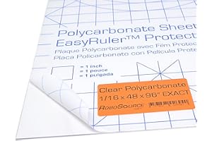 ROBOSOURCE Polycarbonate Clear Plastic Sheet 48" X 96" X 0.0625" (1/16", 4x8 ft) Exact, EasyRuler Film, Shatter Resistant, Easy to Cut, Bend, Mold than Plexiglass. Window Panel, Industrial, Hobby, DIY, Crafts